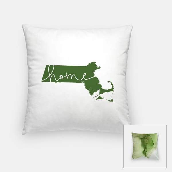 Massachusetts ’home’ state silhouette - Pillow | Square / DarkGreen - Home Silhouette