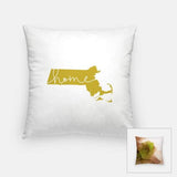 Massachusetts ’home’ state silhouette - Pillow | Square / GoldenRod - Home Silhouette