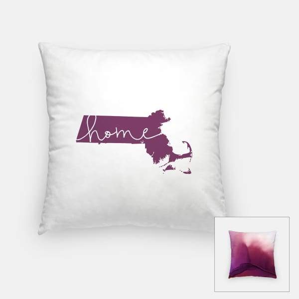 Massachusetts ’home’ state silhouette - Pillow | Square / Purple - Home Silhouette