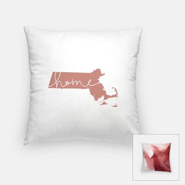 Massachusetts ’home’ state silhouette - Pillow | Square / RosyBrown - Home Silhouette