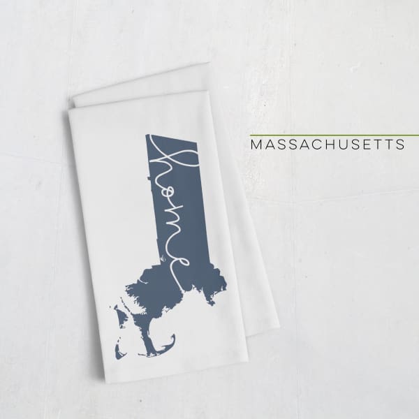 Massachusetts ’home’ state silhouette - Tea Towel / NavyBlue - Home Silhouette