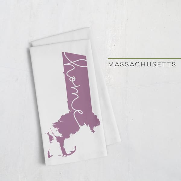 Massachusetts ’home’ state silhouette - Tea Towel / Purple - Home Silhouette