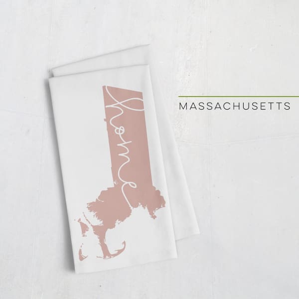 Massachusetts ’home’ state silhouette - Tea Towel / RosyBrown - Home Silhouette