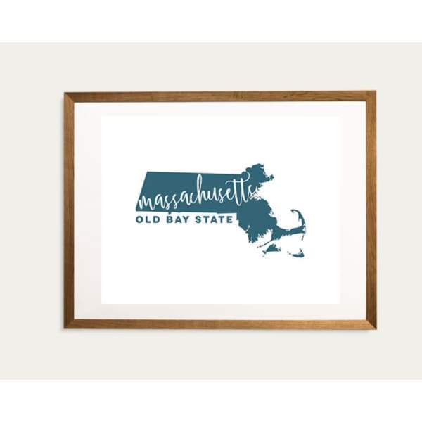 Massachusetts State Song - 5x7 Unframed Print / Teal - State Song