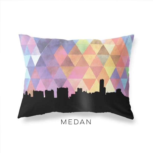 Medan Indonesia geometric skyline - Pillow | Lumbar / RebeccaPurple - Geometric Skyline