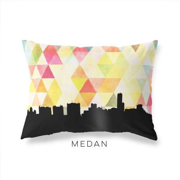 Medan Indonesia geometric skyline - Pillow | Lumbar / Yellow - Geometric Skyline