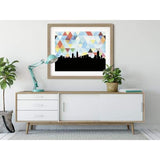 Medellin Colombia geometric skyline - 5x7 Unframed Print / LightSkyBlue - Geometric Skyline