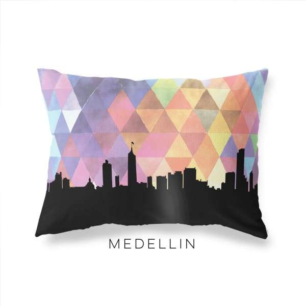 Medellin Colombia geometric skyline - Pillow | Lumbar / RebeccaPurple - Geometric Skyline