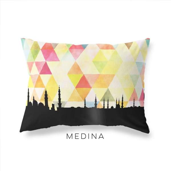 Medina Saudi Arabia geometric skyline - Pillow | Lumbar / Yellow - Geometric Skyline
