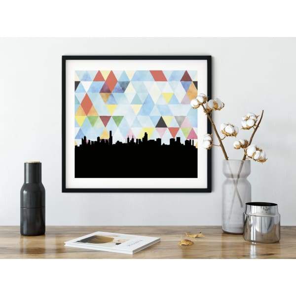 Melbourne Australia geometric skyline - 5x7 Unframed Print / LightSkyBlue - Geometric Skyline