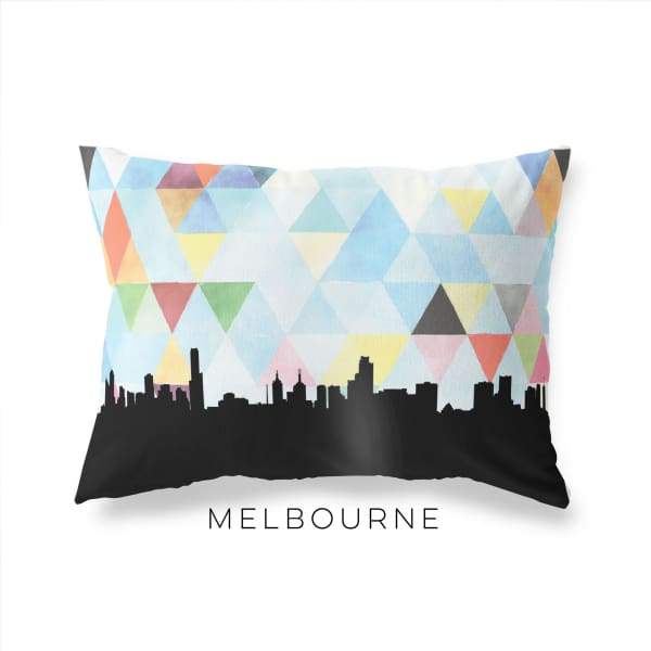 Melbourne Australia geometric skyline - Pillow | Lumbar / LightSkyBlue - Geometric Skyline