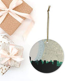 Memphis Tennessee city skyline with vintage Memphis map - Ornament - City Map Skyline