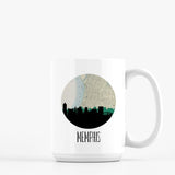 Memphis Tennessee city skyline with vintage Memphis map - Mug | 15 oz - City Map Skyline