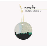 Memphis Tennessee city skyline with vintage Memphis map - Ornament - City Map Skyline