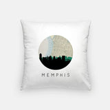 Memphis Tennessee city skyline with vintage Memphis map - Pillow | Square - City Map Skyline