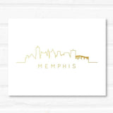 Memphis Tennessee Skyline in gold foil - Gold Foil Print