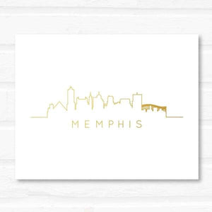 Memphis Tennessee Skyline in gold foil - Gold Foil Print