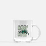 Merry and Bright modern retro Christmas - Mug | Glass Mug / Green - Modern Retro Christmas