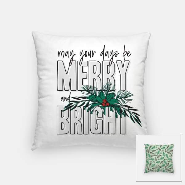 Merry and Bright modern retro Christmas - Pillow | Square / Green - Modern Retro Christmas