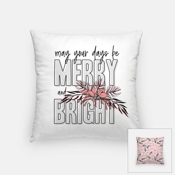 Merry and Bright modern retro Christmas - Pillow | Square / Pink - Modern Retro Christmas