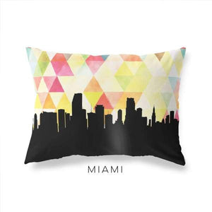 Miami Florida geometric skyline - Pillow | Lumbar / Yellow - Geometric Skyline