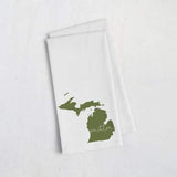 Michigan ’home’ state silhouette - Tea Towel / DarkGreen - Home Silhouette