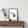 Michigan ’home’ state silhouette - 5x7 Unframed Print / DarkGreen - Home Silhouette