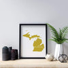 Michigan ’home’ state silhouette - 5x7 Unframed Print / GoldenRod - Home Silhouette