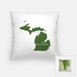 Michigan ’home’ state silhouette - Pillow | Square / DarkGreen - Home Silhouette