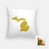 Michigan ’home’ state silhouette - Pillow | Square / GoldenRod - Home Silhouette