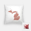 Michigan ’home’ state silhouette - Pillow | Square / RosyBrown - Home Silhouette