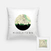 Middletown Connecticut city skyline with vintage Middletown map - Pillow | Square - City Map Skyline