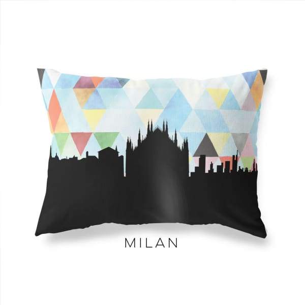 Milan Italy geometric skyline - Pillow | Lumbar / LightSkyBlue - Geometric Skyline