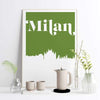 Milan Italy retro inspired city skyline - 5x7 Unframed Print / ForestGreen - Retro Skyline