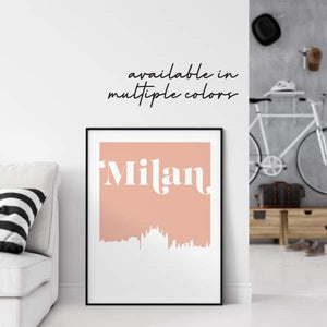 Milan Italy retro inspired city skyline - 5x7 Unframed Print / MistyRose - Retro Skyline