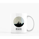 Milwaukee Wisconsin city skyline with vintage Milwaukee map - Mug | 11 oz - City Map Skyline