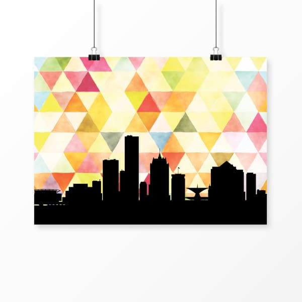 Milwaukee Wisconsin geometric skyline - 5x7 Unframed Print / Yellow - Geometric Skyline