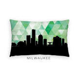 Milwaukee Wisconsin geometric skyline - Pillow | Lumbar / Green - Geometric Skyline