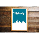 Milwaukee Wisconsin retro inspired city skyline - 5x7 Unframed Print / Teal - Retro Skyline