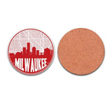 Milwaukee Wisconsin skyline and city map design | in multiple colors - Coaster Set | Set of 2 / Red - City Map Skyline
