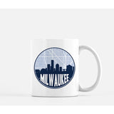 Milwaukee Wisconsin skyline and city map design | in multiple colors - Mug | 11 oz / Blue - City Map Skyline