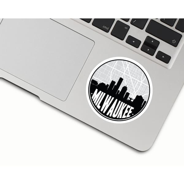 Milwaukee Wisconsin skyline and city map design | in multiple colors - Sticker / Black - City Map Skyline