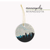 Minneapolis Minnesota city skyline with vintage Minneapolis map - City Map Skyline