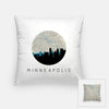 Minneapolis Minnesota city skyline with vintage Minneapolis map - Pillow | Square - City Map Skyline