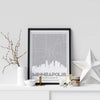Minneapolis Minnesota skyline and map - 5x7 Unframed Print / Silver - Road Map and Skyline