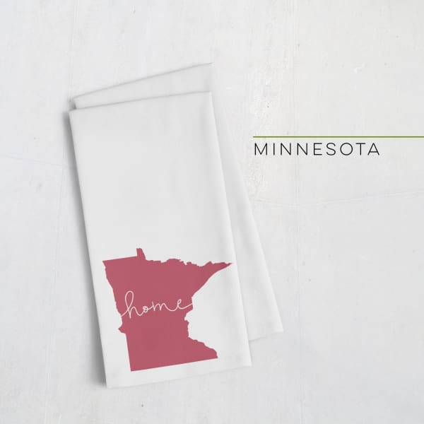 Minnesota ’home’ state silhouette - Tea Towel / Red - Home Silhouette