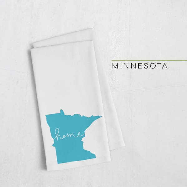 Minnesota ’home’ state silhouette - Tea Towel / Turquoise - Home Silhouette
