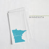 Minnesota ’home’ state silhouette - Tea Towel / Turquoise - Home Silhouette