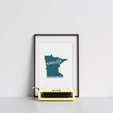 Minnesota State Song - 5x7 Unframed Print / Teal - State Song