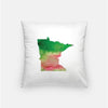 Minnesota state watercolor - Pillow | Square / Pink + Green - State Watercolor